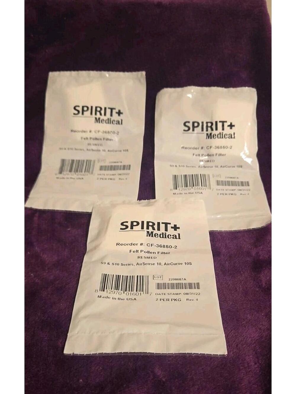 Lot of 3 Spirit Medical CF-36850-2 ResMed Felt Pollen Filter S9 S10 (6 Total)
